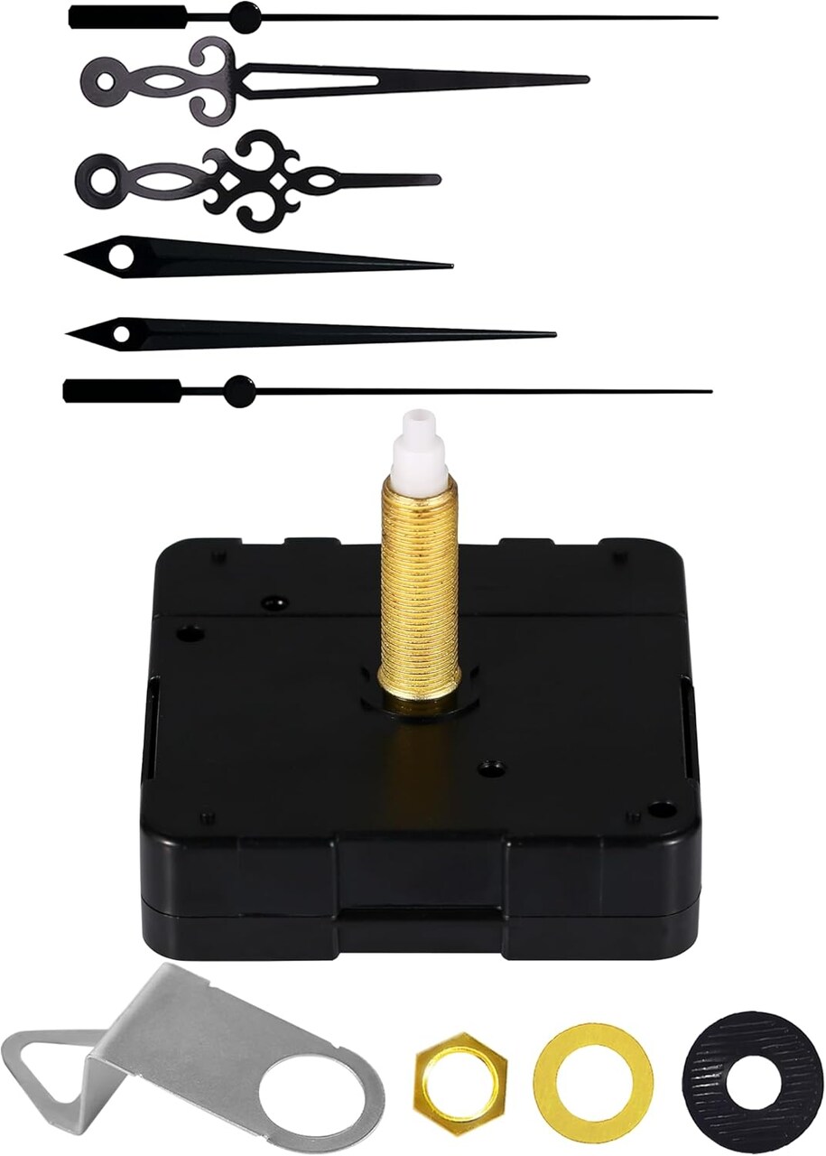 Long Shaft Silent Clock Mechanism – 32mm Shaft with C+D Hands, Ideal for Thick Panels.
